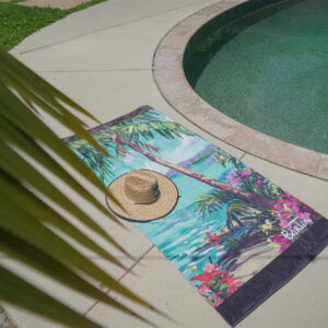 Cool Blue Straw Hat & Beach Towel